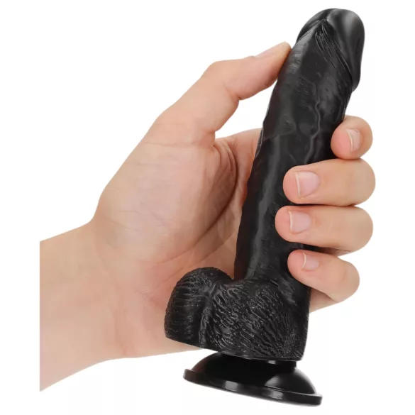 RealRock - realistični dildo z priseskom - 15,5 cm - črn