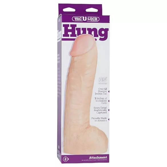 Doc Johnson Vac-U-Lock Hung 12 - realistični dildo s testisi - kožna barva
