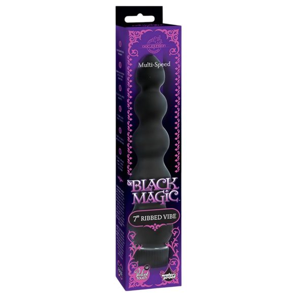 Black Magic 7 - analni vibrator z 5 kroglicami - črn, trd
