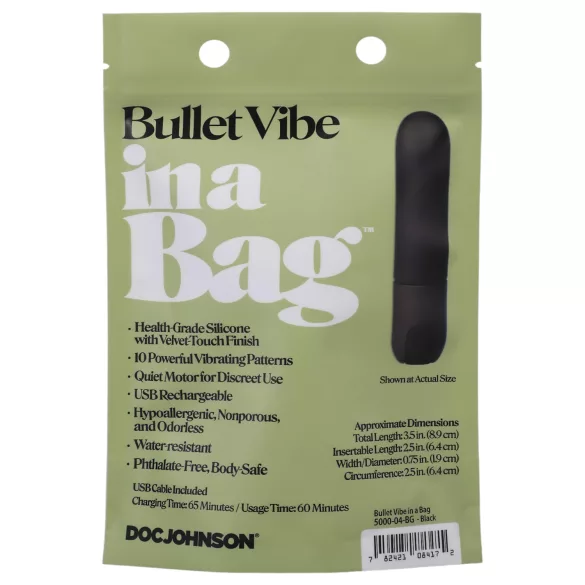 Doc Johnson - mini vibrator - polnilni, vodoodporen - črn