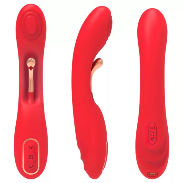 Bestoy - vibrator za G-točko z jezičkom - rdeč