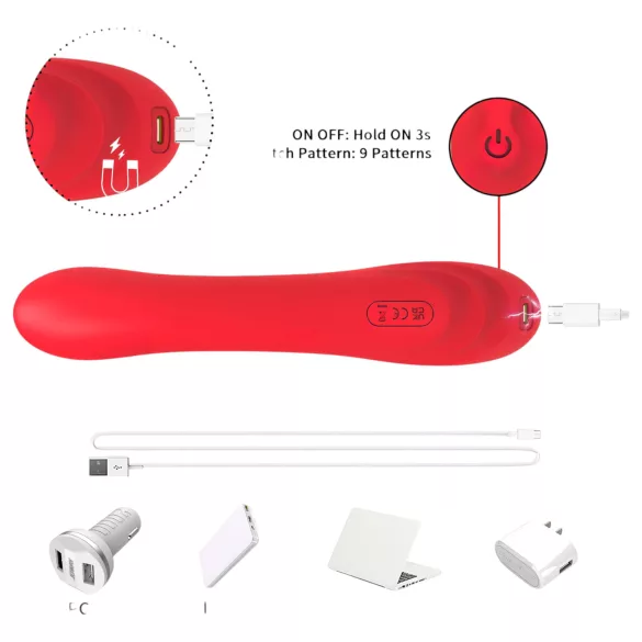 Bestoy - vibrator za G-točko z jezičkom - rdeč