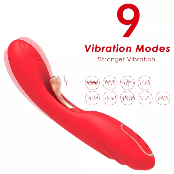 Bestoy - vibrator za G-točko z jezičkom - rdeč