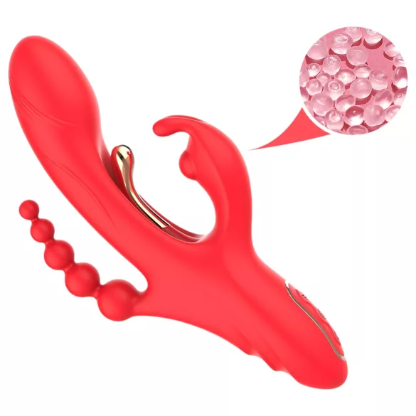 Bestoy - vibrator s 3 nastavki in jezikom - rdeč