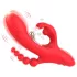 Bestoy - vibrator s 3 nastavki in jezikom - rdeč