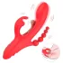 Bestoy - vibrator s 3 nastavki in jezikom - rdeč