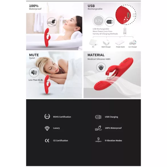 Bestoy - vibrator za G-točko in klitoris - rdeč
