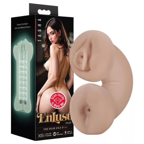 Enlust Tasha - vagina in anus lutka s svetlobnim učinkom - naravna barva