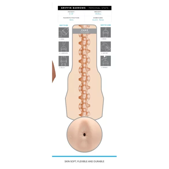 Fleshjack Griffin Barrows - masturbator anus - realističen - naravna barva