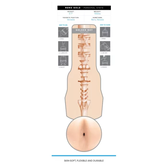 Fleshjack Reno Gold - masturbator z realističnimi zadnjico - natur