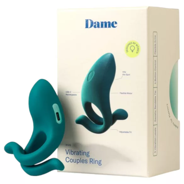 Dame Hug - nastavljiv vibrirajoči obroček za penis (zelen)