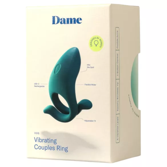 Dame Hug - nastavljiv vibrirajoči obroček za penis (zelen)