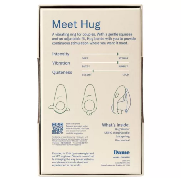 Dame Hug - nastavljiv vibrirajoči obroček za penis (zelen)