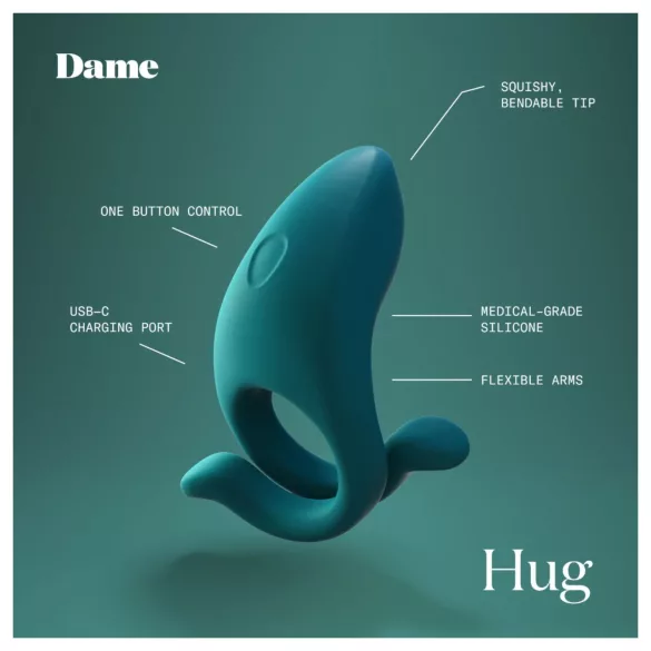 Dame Hug - nastavljiv vibrirajoči obroček za penis (zelen)