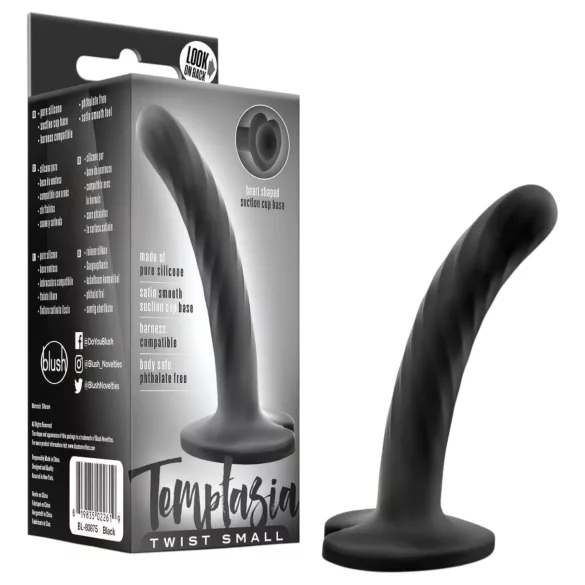 Temptasia Twist Small - dildo z priseskom, zavit (črn)