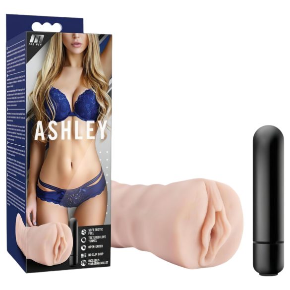 M for Men Ashley - masturbator z vibracijo - naravna barva