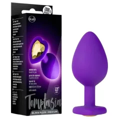   Temptasia M - analni dildo srček z zlatim kamenčkom - vijoličen - srednji