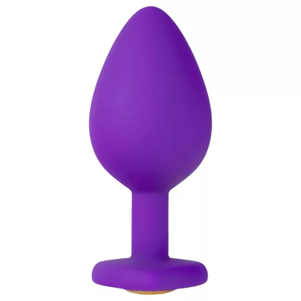 Temptasia M - analni dildo srček z zlatim kamenčkom - vijoličen - srednji