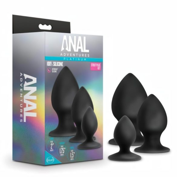 Analne avanture Platinum - tridelni komplet črnih analnih čepkov