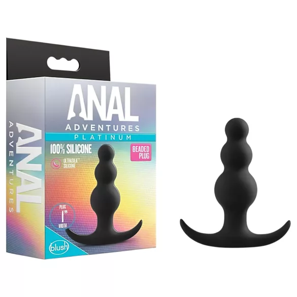 Anal Adventures Platinum - analni čep z izboklinami - črn