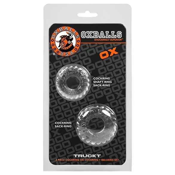 OXBALLS - set rebrastih obročkov za penis - prozoren