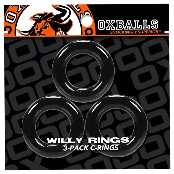 OXBALLS - erekcijski obroč set 3 kosi - črna