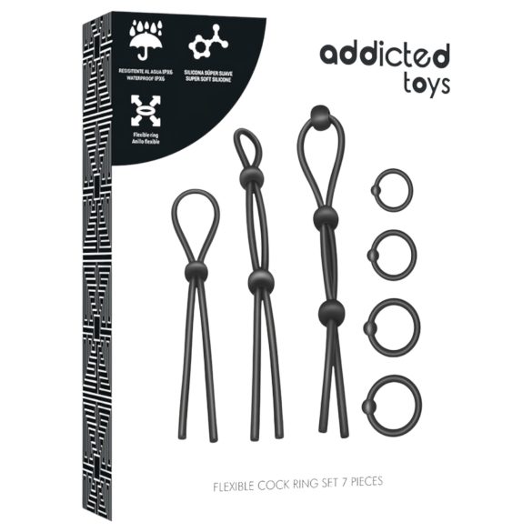 Addicted Toys - set silikonskih erekcijskih obročkov - 7 kosov - črna