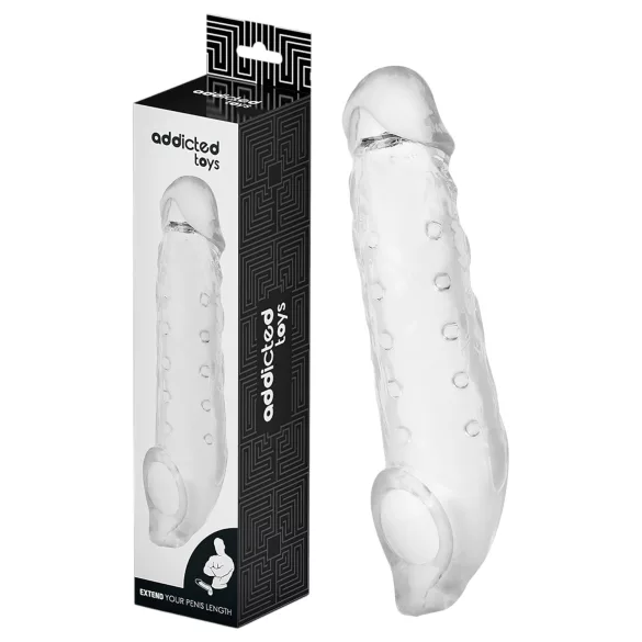 Addicted Toys - podaljšek za penis s prstanom za moda - 23 cm prozoren