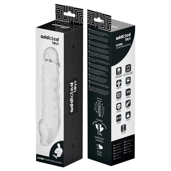 Addicted Toys - podaljšek za penis s prstanom za moda - 23 cm prozoren
