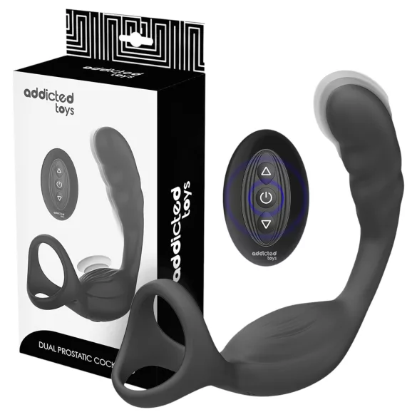 Addicted Toys - analni vibrator s penisnim in testisnim obročkom - črn