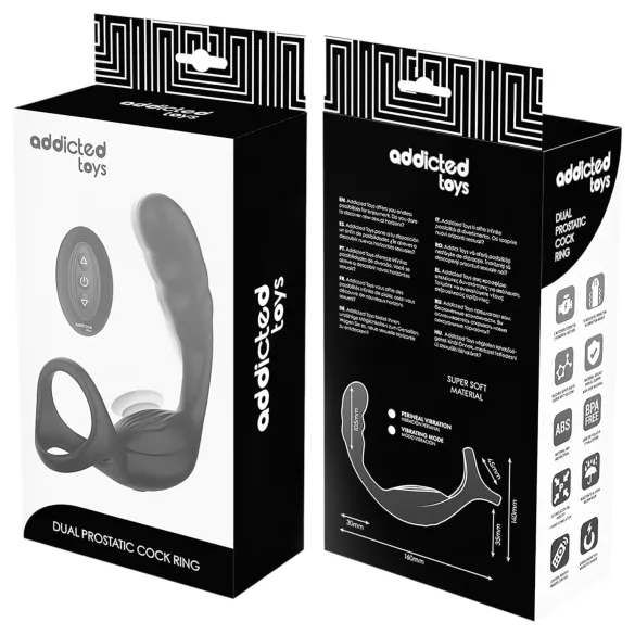 Addicted Toys - analni vibrator s penisnim in testisnim obročkom - črn