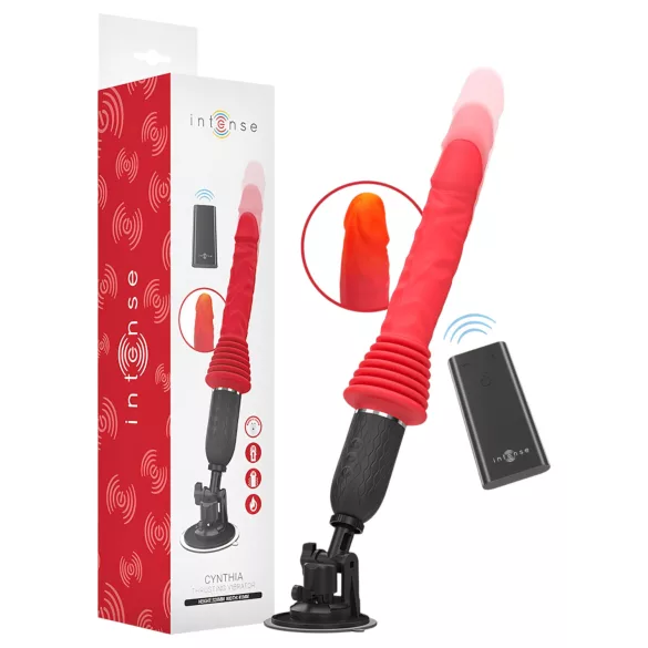 Intense Cynthia - dildo z vibracijo s priseskom - rdeča