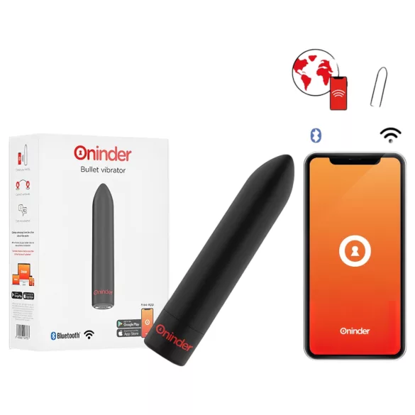Oninder - vibrator, ki ga upravlja aplikacija (črn)