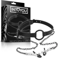 INTOYOU - gag z nastavki za bradavičke - črna