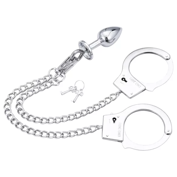 LateToBed - BDSM lisice z analnim čepom - srebrna