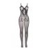 Adalet Many - mrežasti bodystocking z mašno - črna