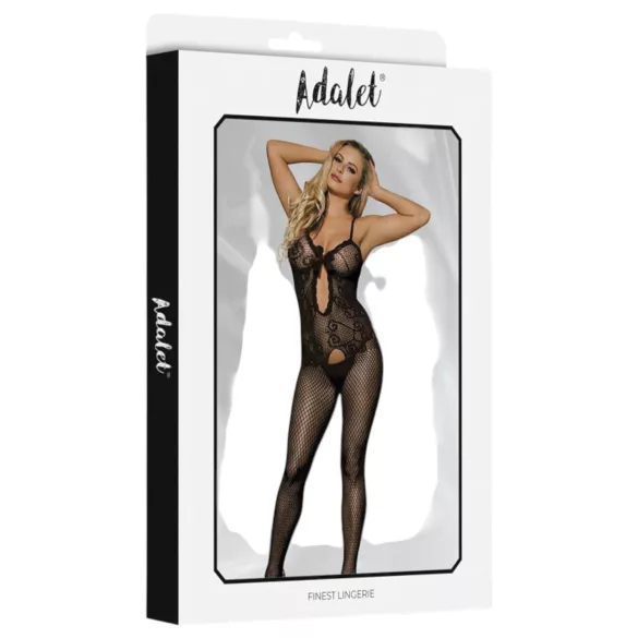 Adalet Many - mrežasti bodystocking z mašno - črna