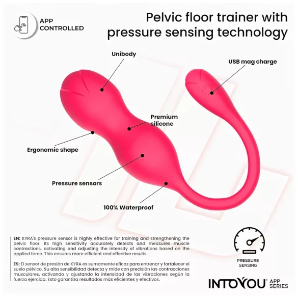 INTOYOU Kyra Pelvic - vibracijska gejša kroglica z upravljanjem prek aplikacije (rožnata)