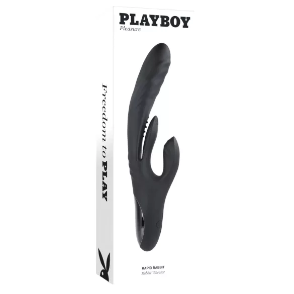 Playboy Rapid Rabbit - vibrator za klitoris in točko G - akumulatorski - črn