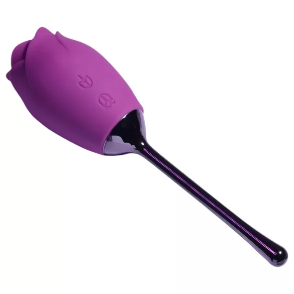 Playboy - vibrator za klitoris z jezičkom - vodoodporen, polnilec, vijoličen