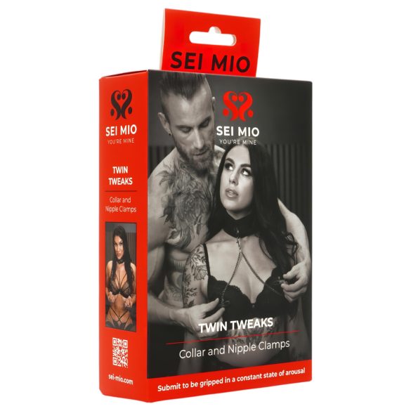 Sei Mio - Ovratnica in ščipalke za bradavičke (črne)