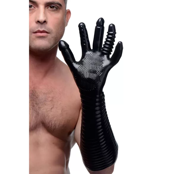 XR Brands - Pleasure Fister - teksturirana pestičarska rokavica (črna)