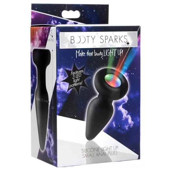 Booty Sparks - analni čep - svetleči - silikon črn