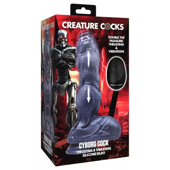 XR Brands Cyborg cock - potisni vibrator za penis - daljinski upravljalnik