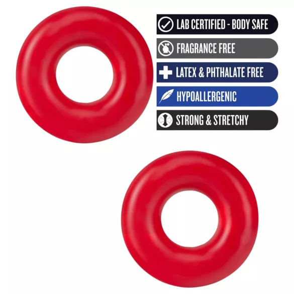 Stay Hard Donuts - komplet erekcijskih obročkov - rdeča
