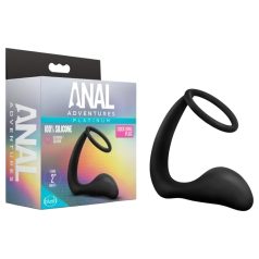   Anal Adventures Platinum - analni dildo s penisnim obročkom - črna