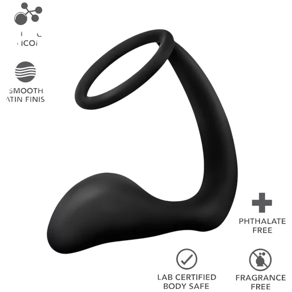 Anal Adventures Platinum - analni dildo s penisnim obročkom - črna