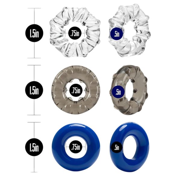 Stay Hard - set erekcijskih obročkov - 3 kosi - barvni