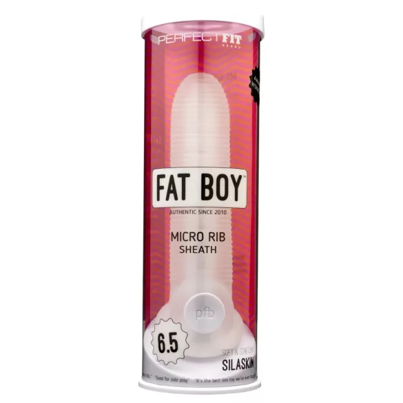 Perfect Fit - Fat Boy Micro Ribbed - kondom za penis (17 cm, bel)