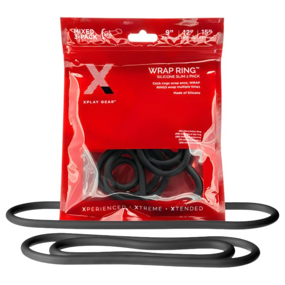 Perfect Fit Slim Wrap - tanek set obročev za penis - črna (3 kosi)